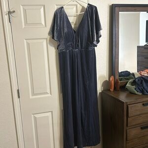 Revelry suede blue gown